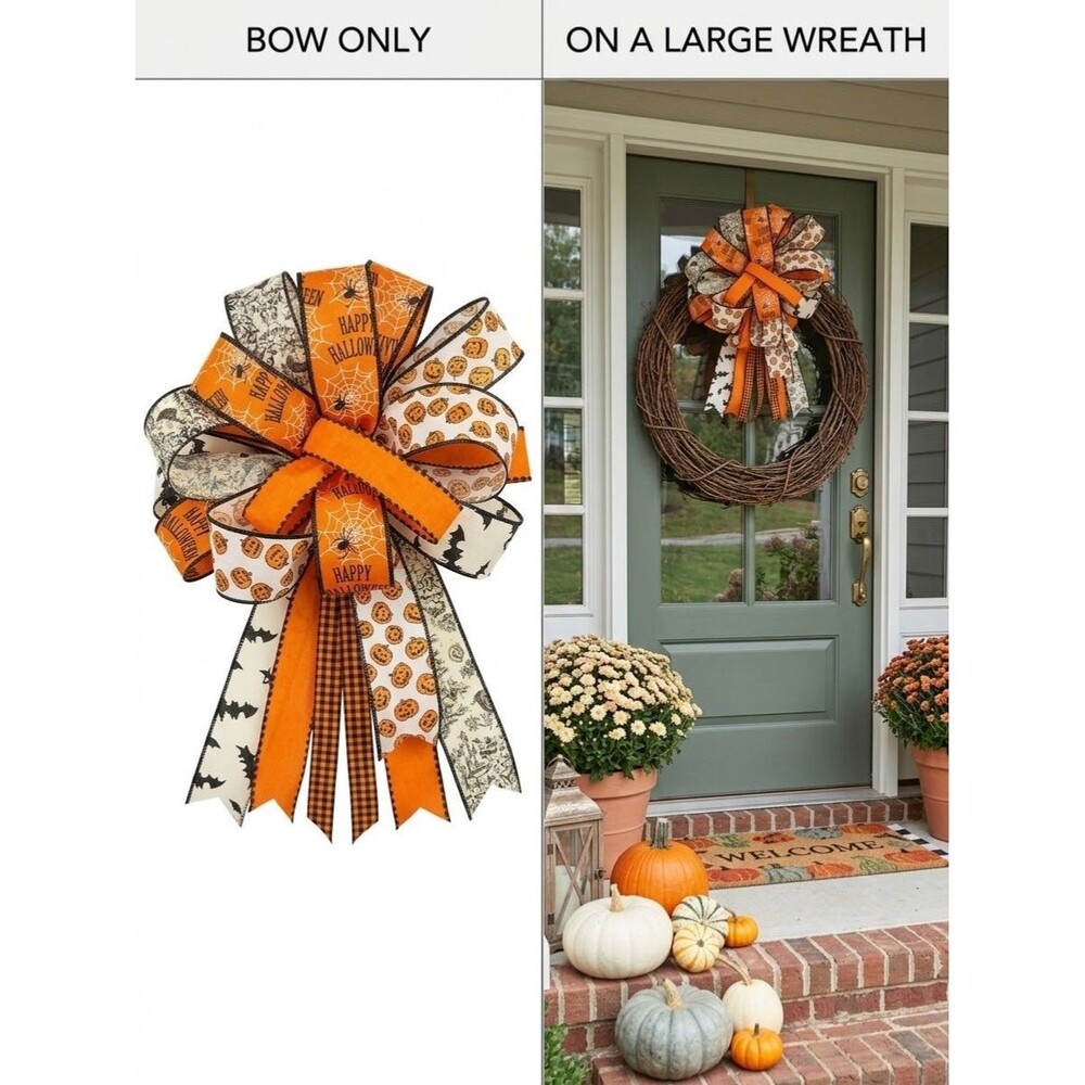 Halloween Wreath Bow 12” By 20”Handmade